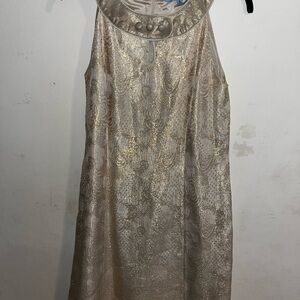 ANTONIO MELANI Gold Patterned Midi Dress